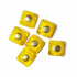 Yellow Color Square Shape With Golden Circle Acrylic Button Set Of 10
